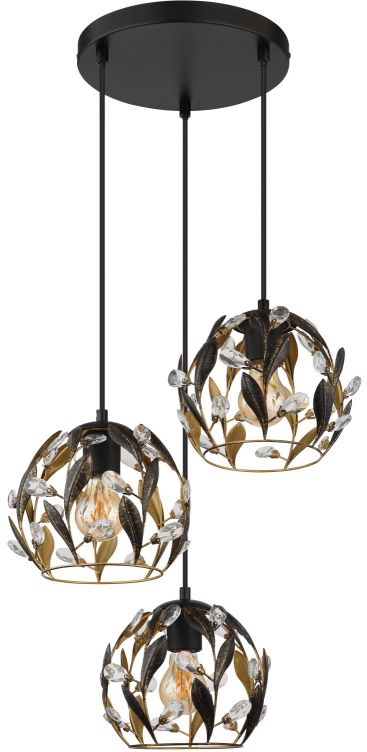 Globo Lighting Mika lampe suspendue 3x40 W noir 15759-3HR