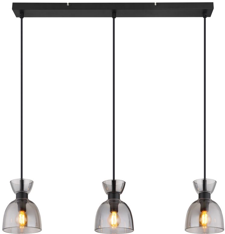 Globo Lighting Massey lampe suspendue 3x40 W noir-fumé 15769S-3