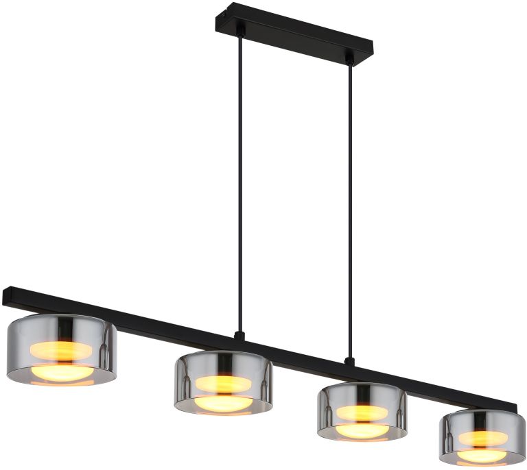 Globo Lighting Higgins lampe suspendue 4x6 W noir-fumé 16055-4HS