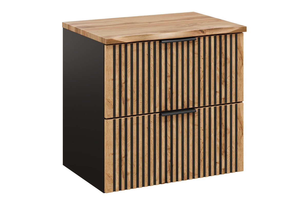 Set armoire Comad Xilo XILO BLACK WOTAN 82-60-D-2S, plan de travail suspendu Comad Nature Wotan NATURE WOTAN 89-60-46 M