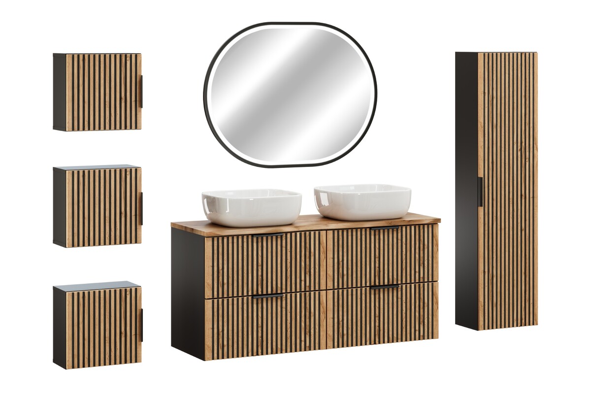 Set miroir Comad Apollo 2 LUSTRO APOLLO 2 900X700, armoire Comad Xilo XILO BLACK WOTAN 80-01-D-1D, XILO BLACK WOTAN 82-60-D-2S, NATURE WOTAN 89-120-46 M, XILO BLACK WOTAN 83-01-D-1D, UM-6252SMILE40DP