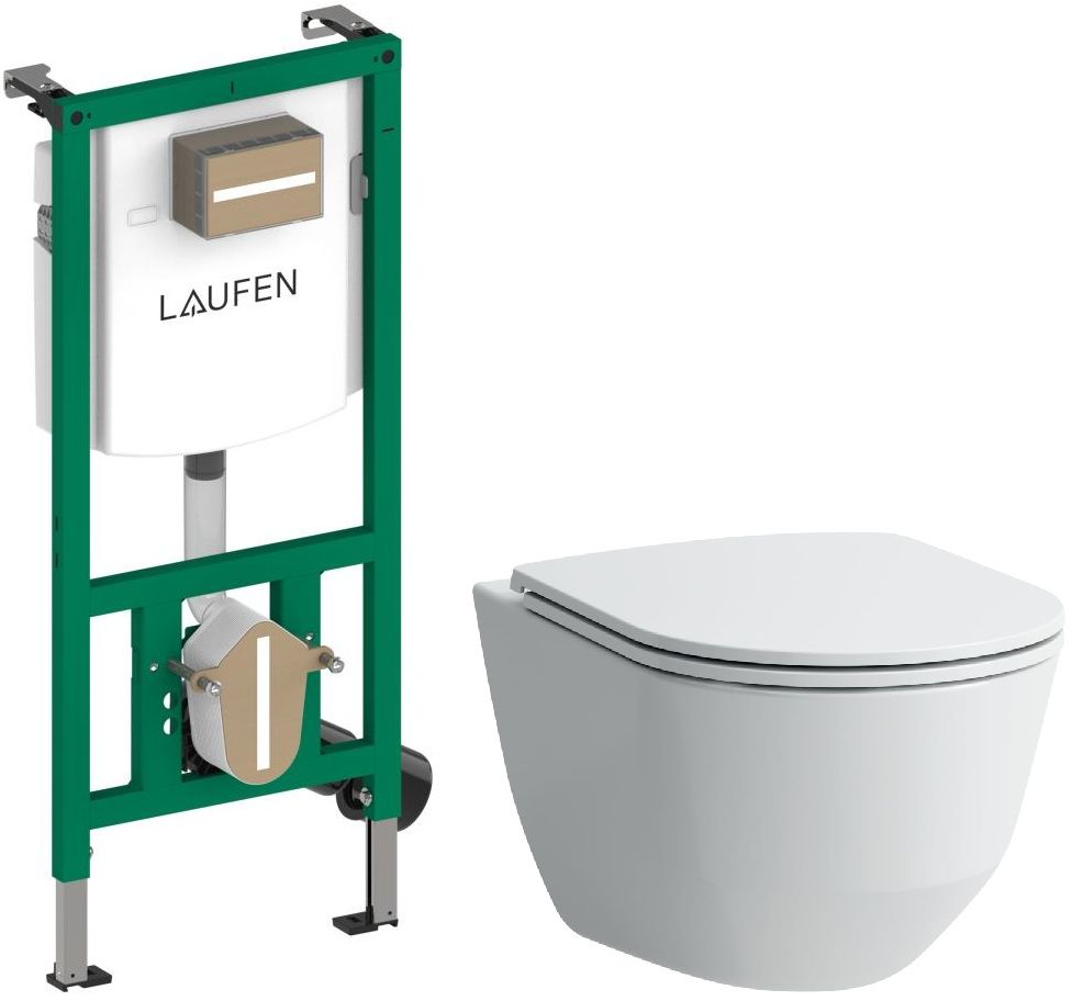 Set cuvette WC avec abattant à descente lente Laufen Pro A H8669560000001, châssis encastré Laufen Ineo H9201140000001