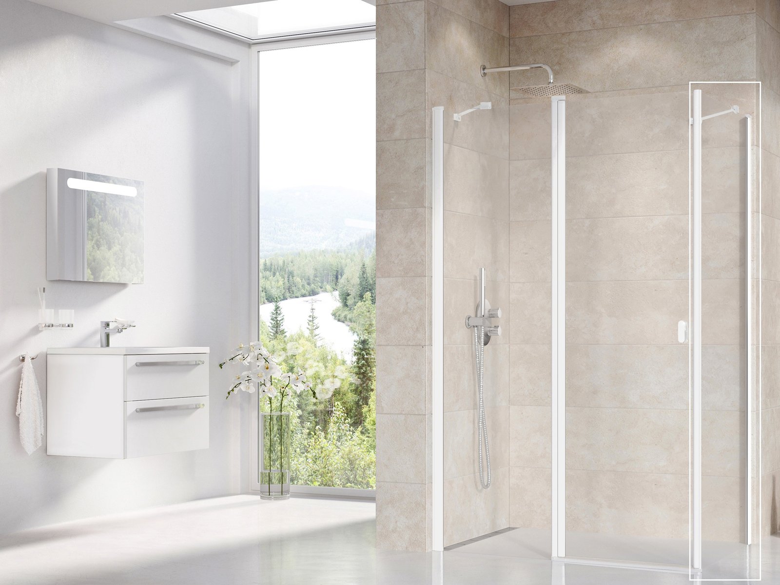 Ravak Chrome paroi de douche 100 cm blanc mat/verre transparent 9QVA0E00Z1