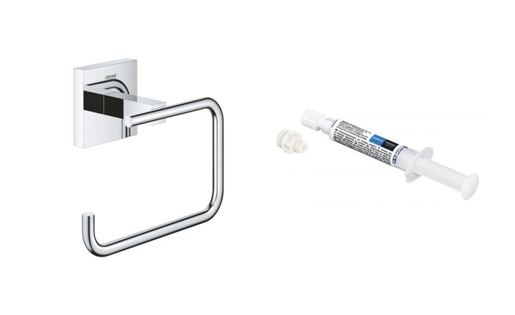 Set porte-papier toilette Grohe Start Cube 40978000, colle Grohe QuickGlue 41127000