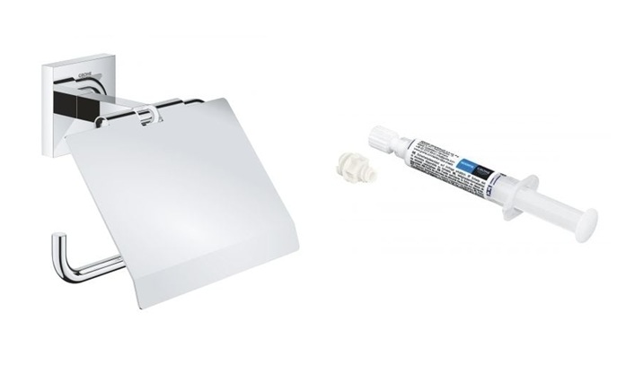Set porte-papier toilette Grohe Start Cube 41102000, colle Grohe QuickGlue 41127000