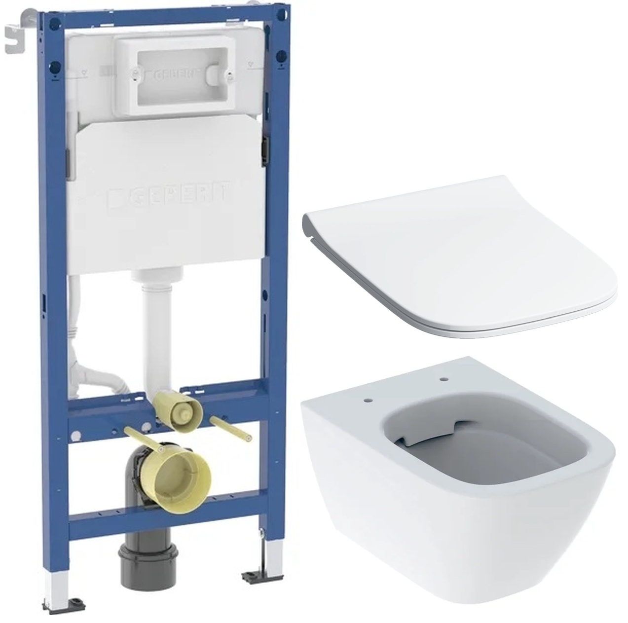 Set cuvette de WC Geberit Smyle 500.379.01.1, châssis encastré Geberit Duofix 111.170.00.2, 500.240.01.1