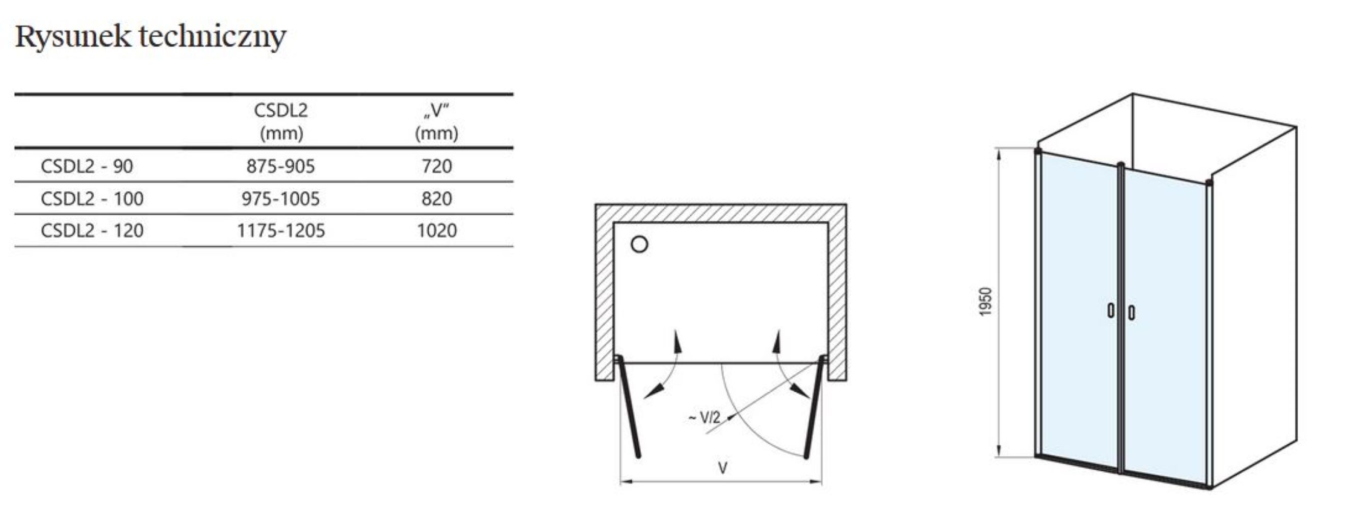 Ravak Chrome porte de douche 120 cm à ouverture basculante noir mat/verre transparent 0QVGC30LZ1