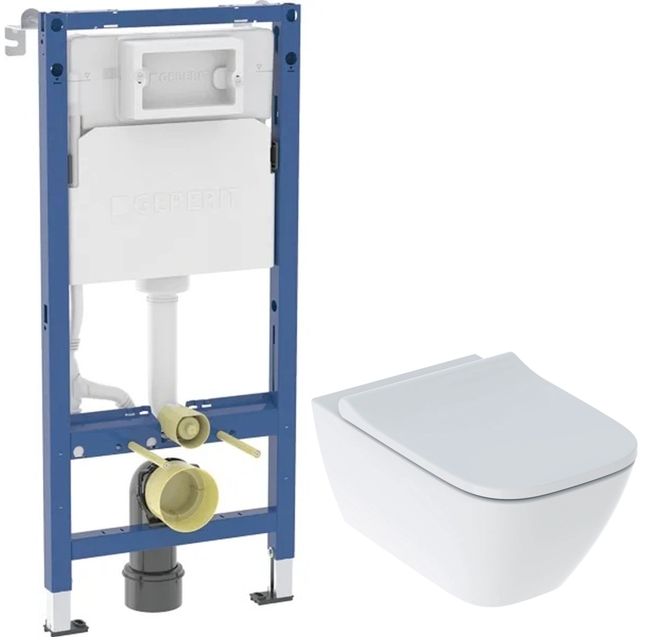 Set ensemble cuvette + abattant Geberit Smyle Square 500.683.00.2, châssis encastré Geberit Duofix 111.170.00.2