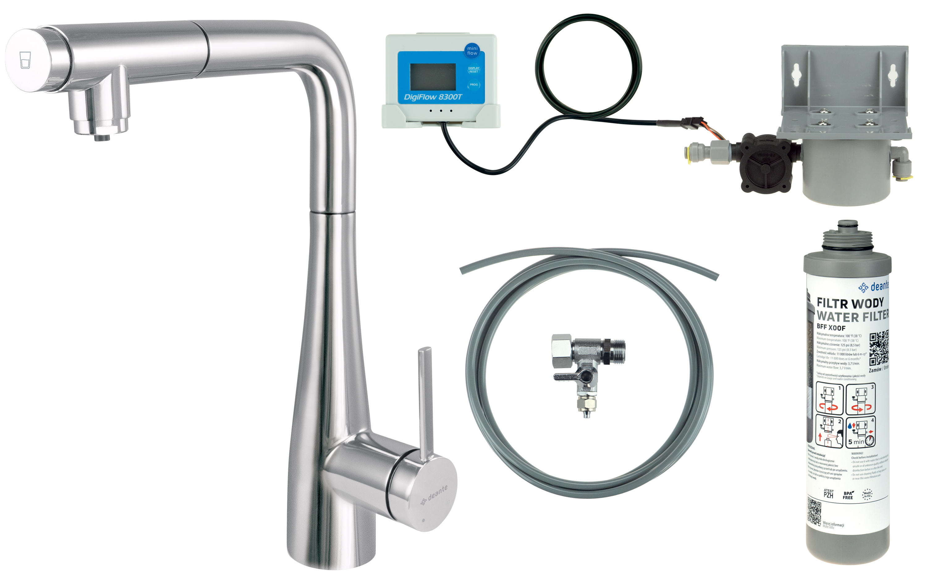 Deante Eridan kit de démarrage avec mitigeur de cuisine sur pied chrome BREF075M