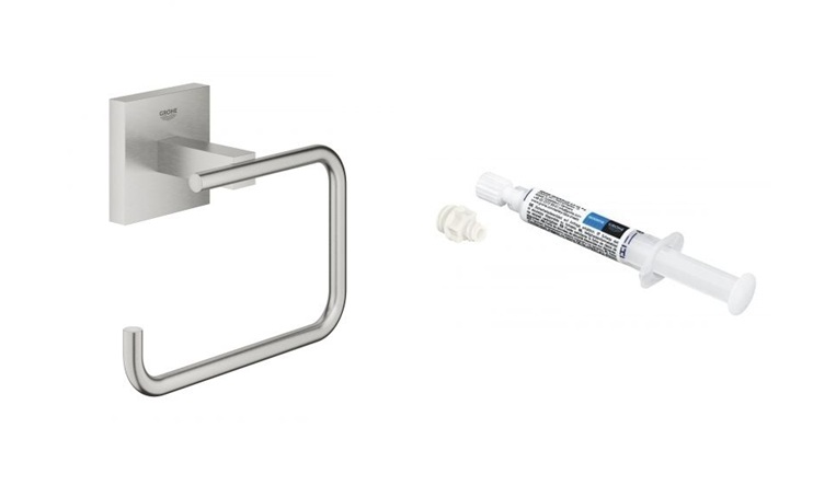 Set porte-papier toilette Grohe Start Cube 40978DC0, colle Grohe QuickGlue 41127000