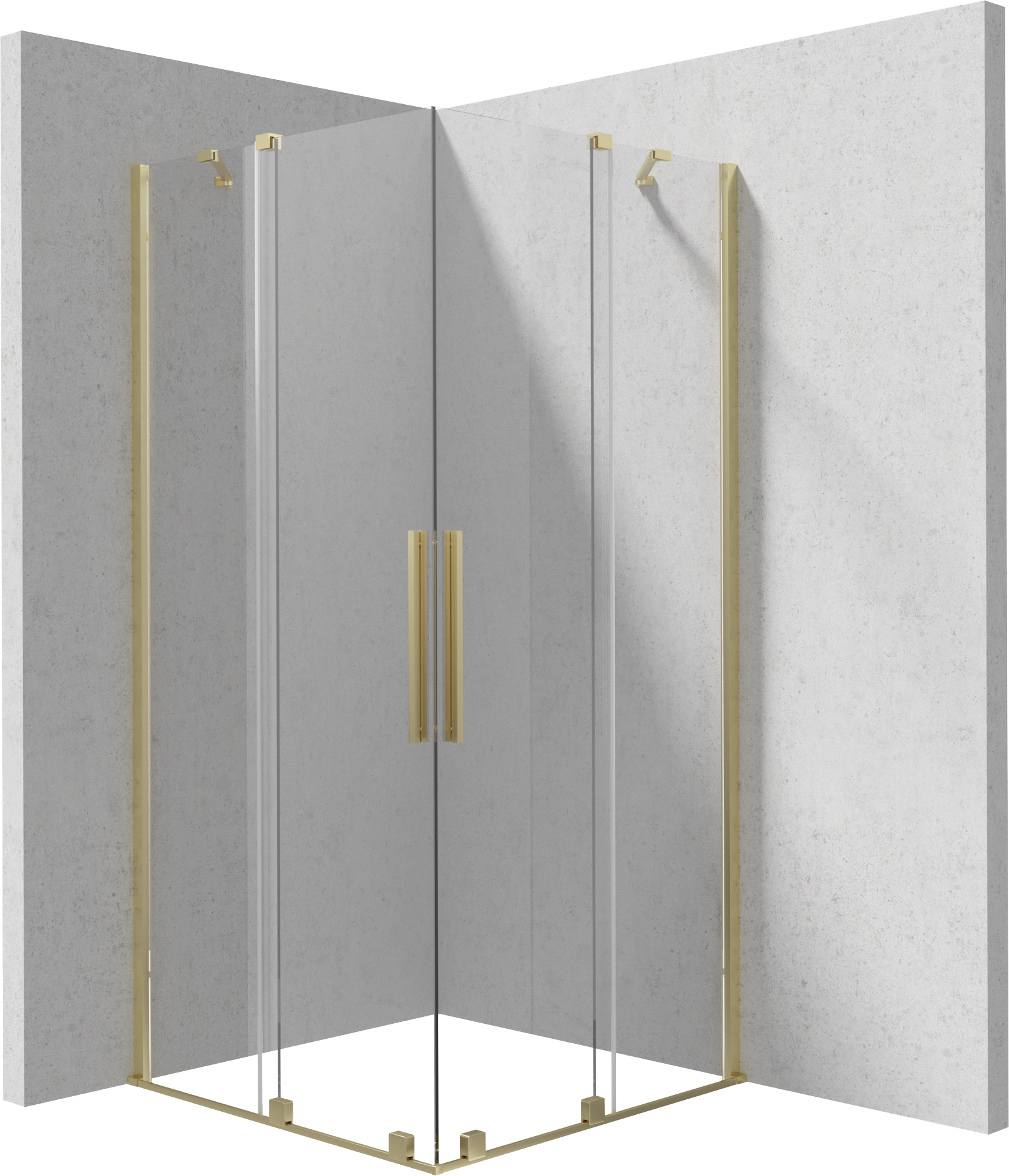 Deante Prizma cabine de douche 80x80 cm carrée doré brossé/verre transparent KPNRP08P08