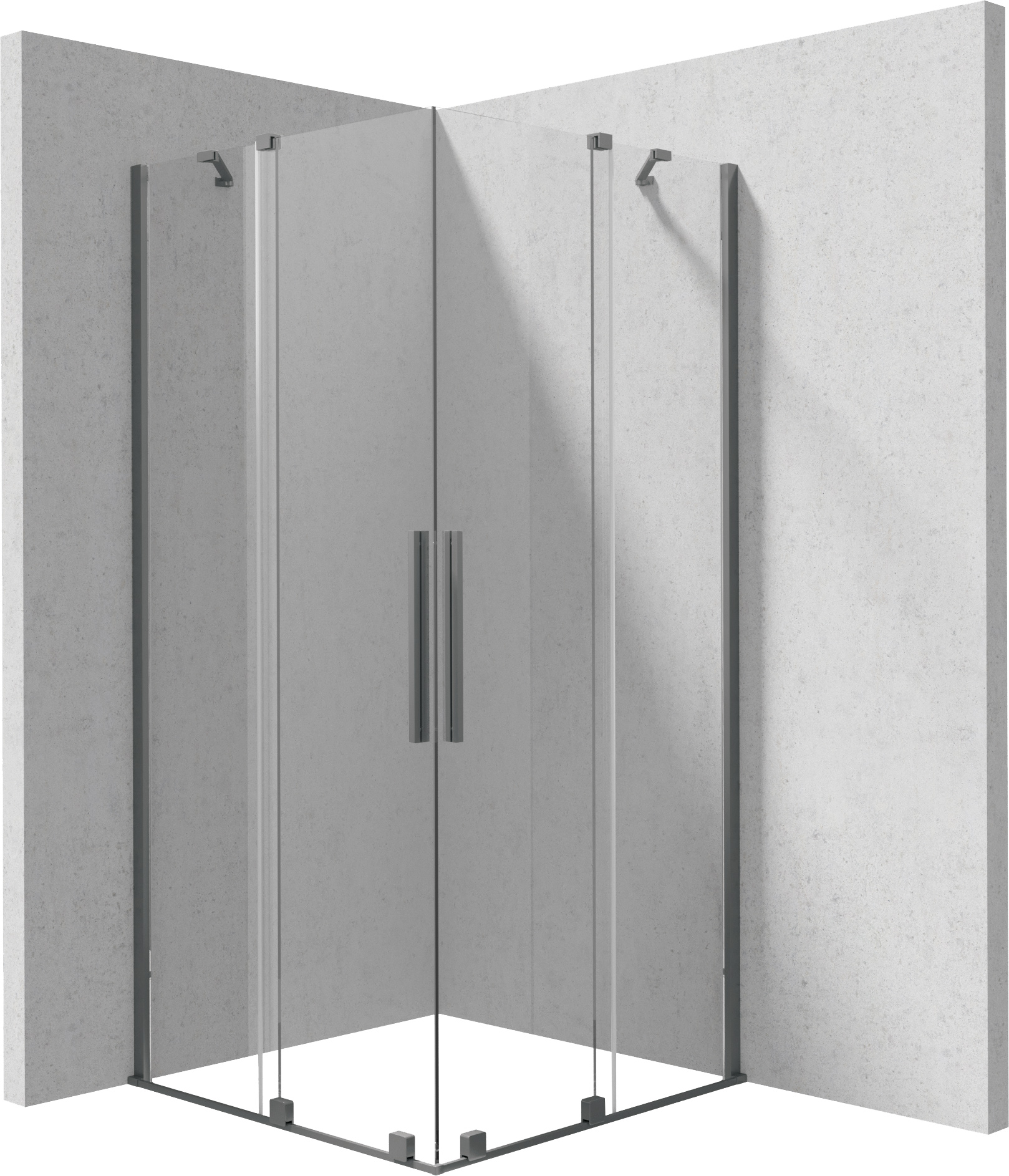 Deante Prizma cabine de douche 80x80 cm carrée graphite brossé/verre transparent KPNDP08P08