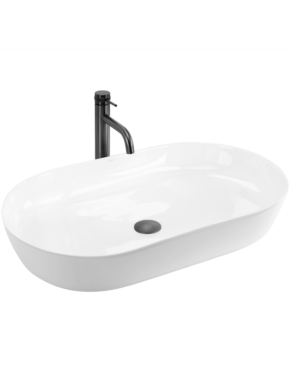 Rea Cleo lavabo 70x39 cm ovale à poser blanc brillant REA-U6215