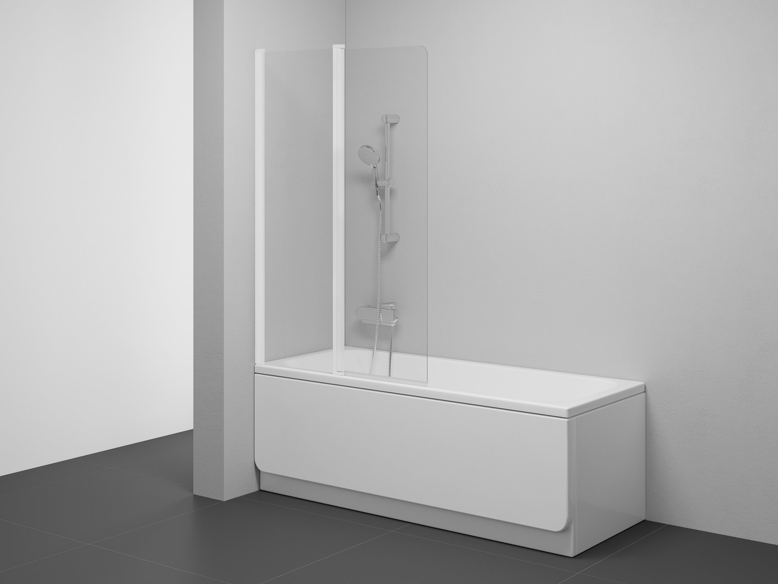 Ravak Chrome paroi de baignoire 100 cm deux pièces blanc mat/verre transparent 7QLA0E00Z1