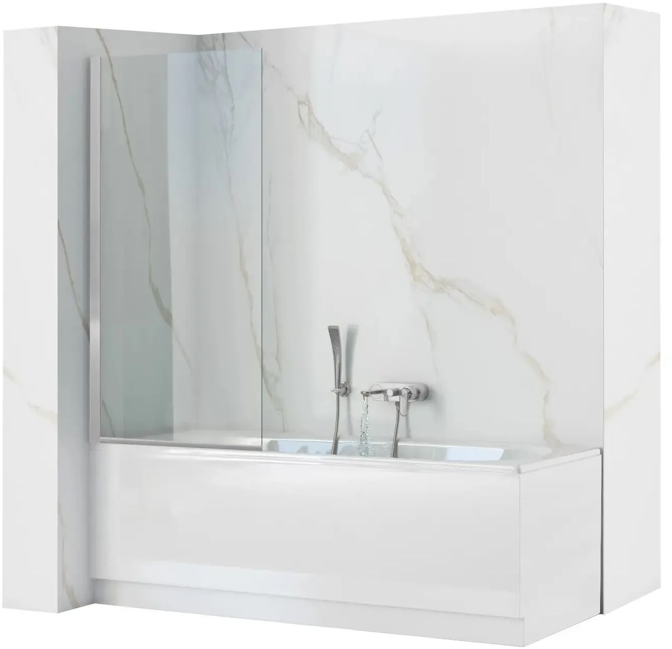 Rea Lagos paroi de baignoire 70 cm monobloc chrome brillant/verre transparent REA-W5674