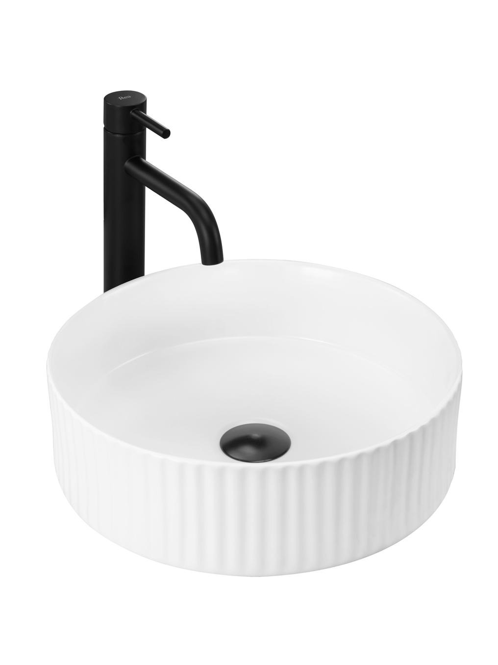 Rea delia lavabo 36x36 cm ronde à poser blanc brillant REA-U0601