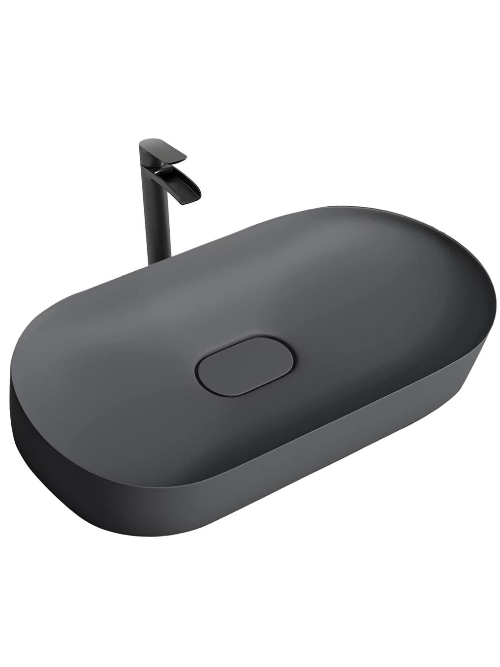 Rea Iris lavabo 70x35.5 cm ovale à poser gris/pierre mat REA-U4306