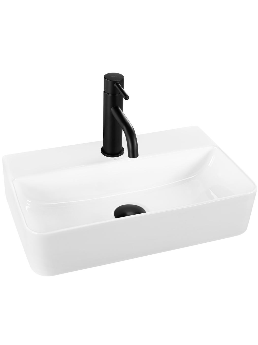 Rea Naomi lavabo 45.5x28.5 cm semi-circulaire classique-à poser blanc brillant REA-U0630