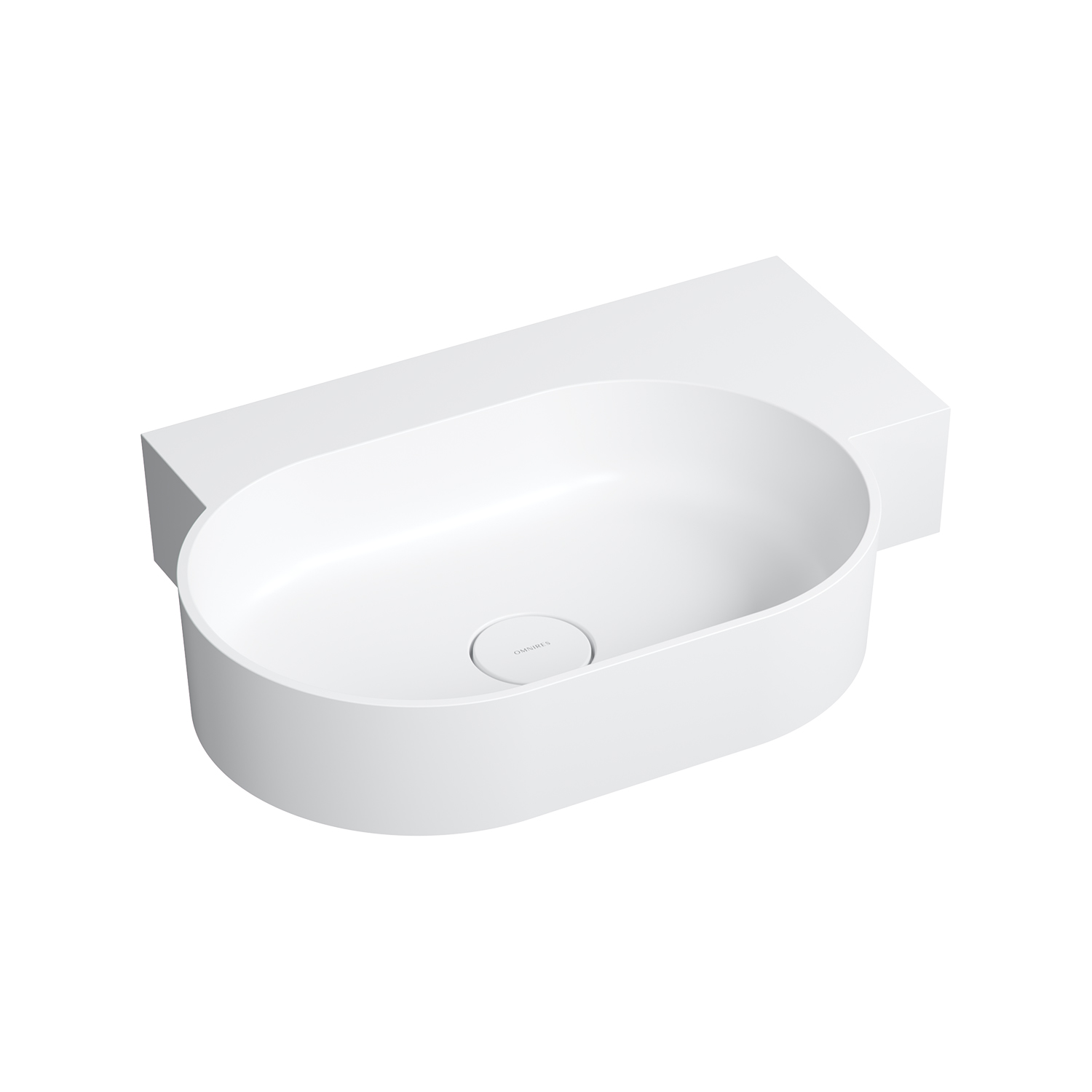 Omnires Ovo M+ lavabo 64x44 cm ovale à poser-avec plateau blanc mat OVO645UWPBM