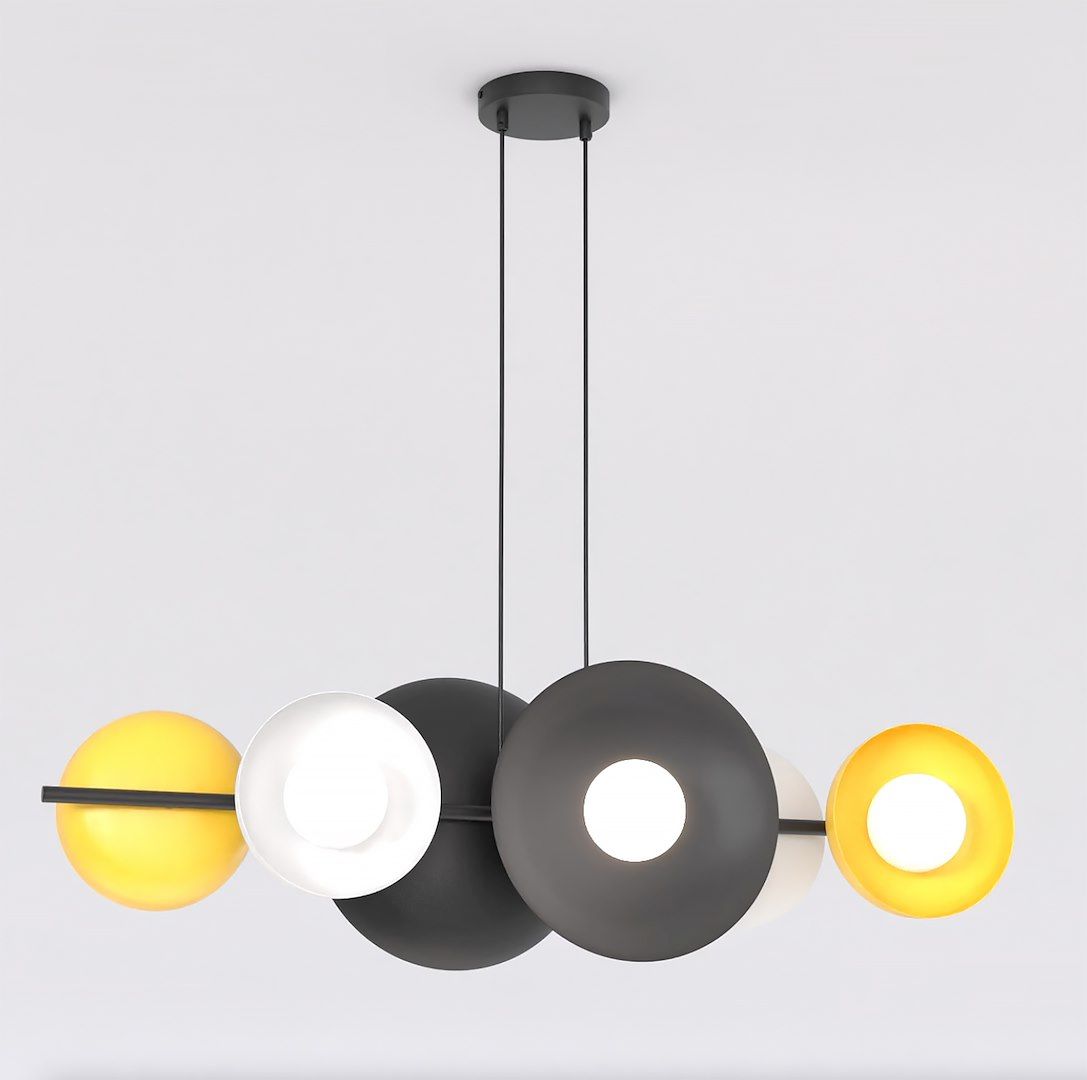 Emibig Volum 6 BL Mix lampe suspendue 6x8 W blanc-noir-doré 1485/6