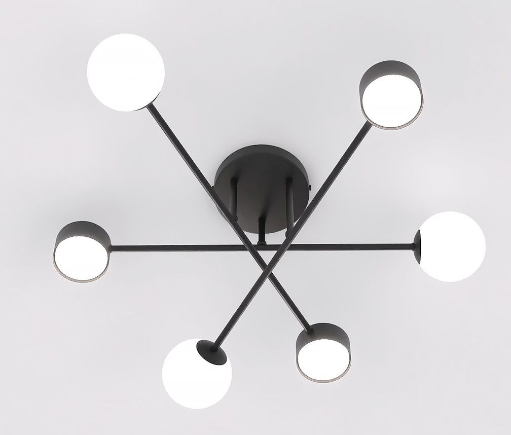 Emibig Halon plafonnier 6x8 W noir 1558/6