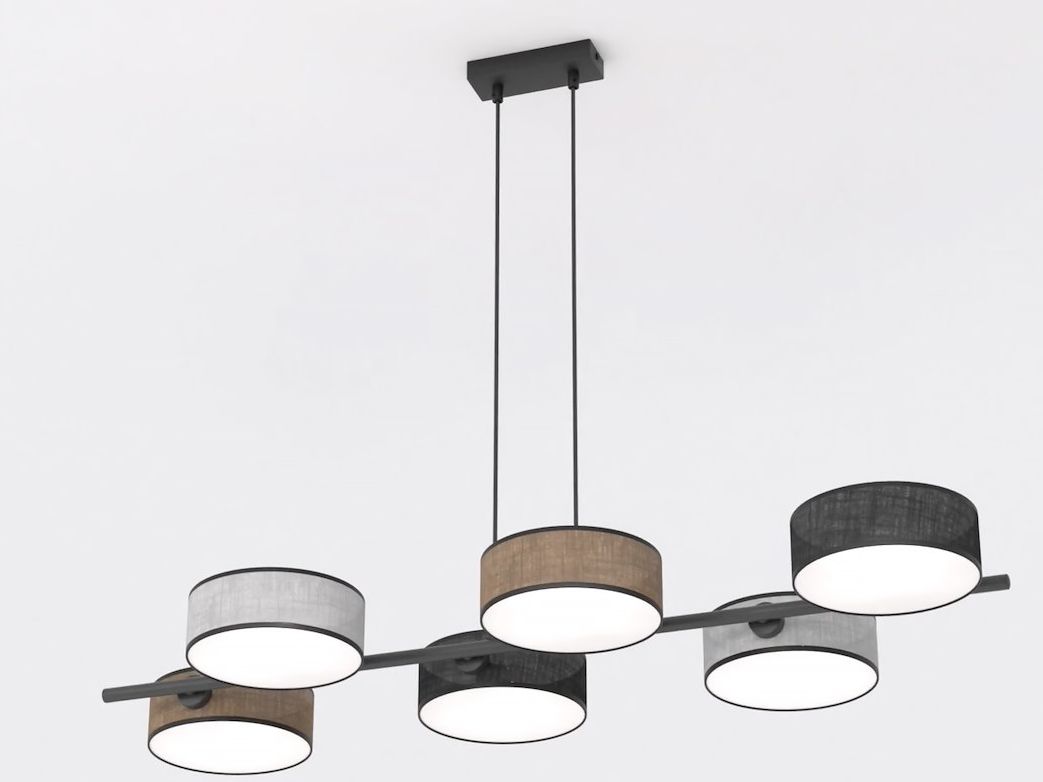 Emibig Drumz lampe suspendue 6x10 W noir-gris/cendre-beige 1566/6