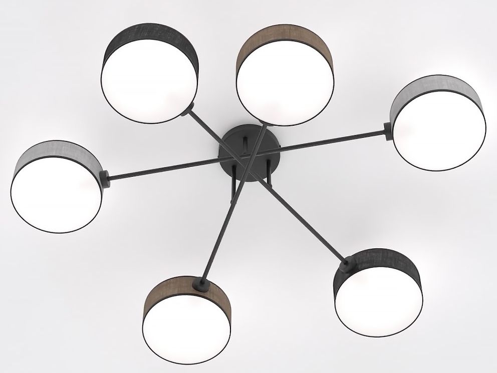 Emibig Maga plafonnier 6x10 W noir-gris-beige 1572/6