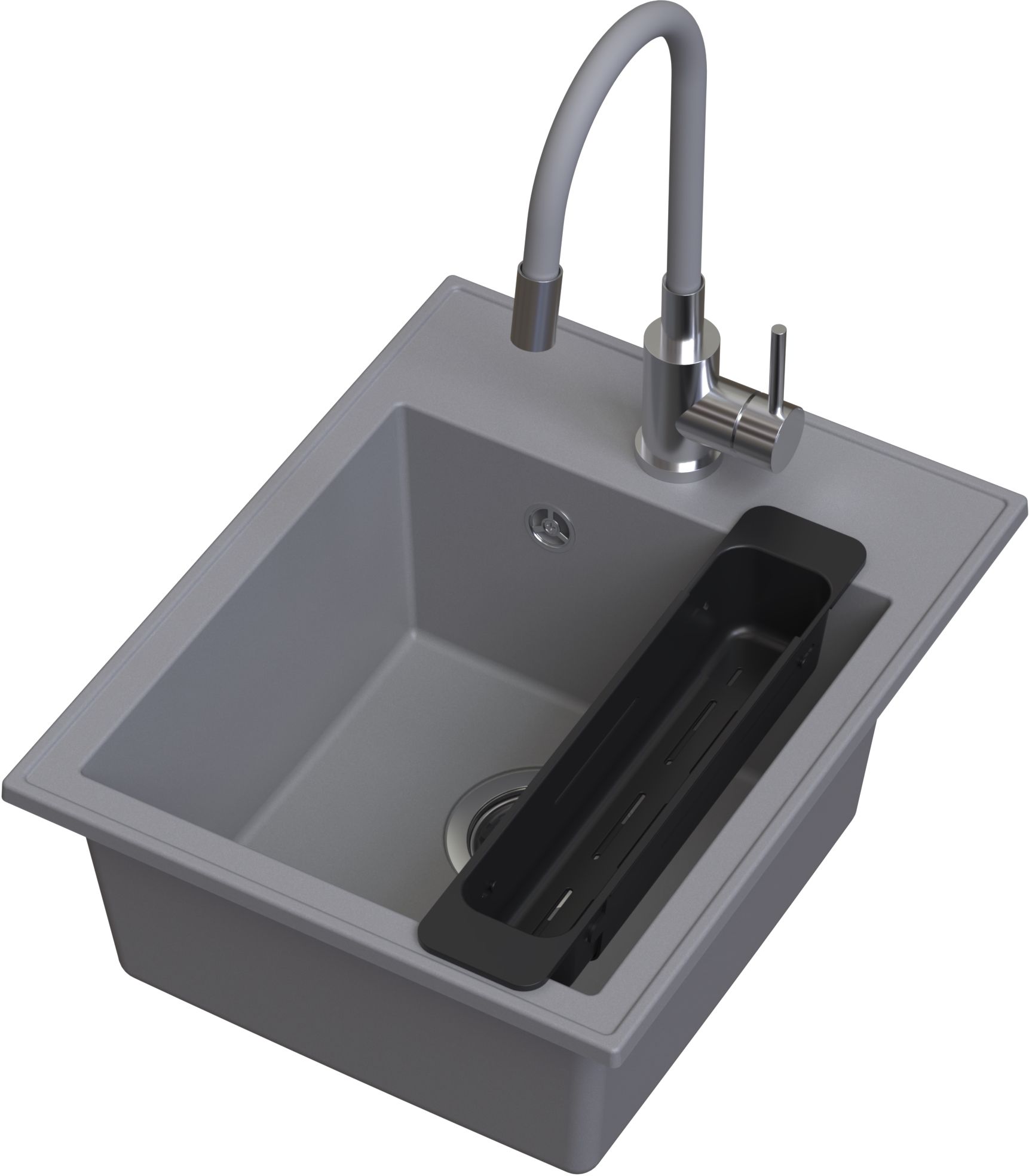 Ruvetti Natu Box évier avec mitigeur et accessoires gris/acier LP_3200-NB4050GR_W