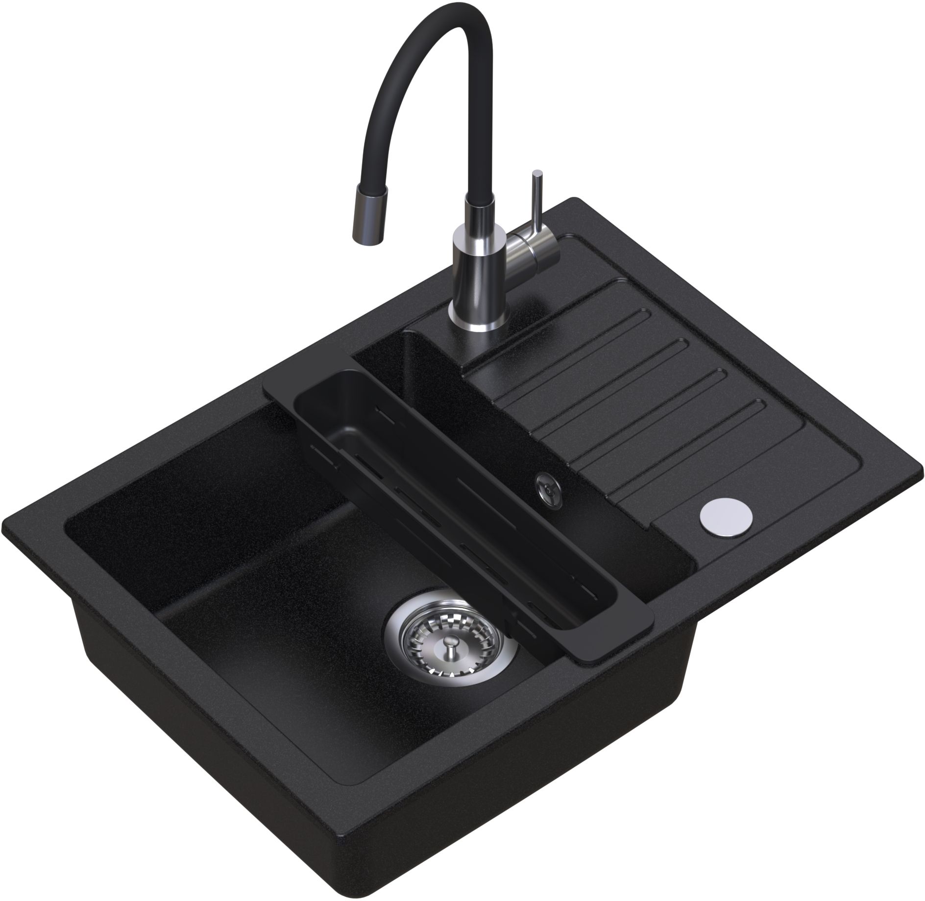 Ruvetti Natu Compact évier avec mitigeur et accessoires noir/acier LP_3200-NC6244BC_W
