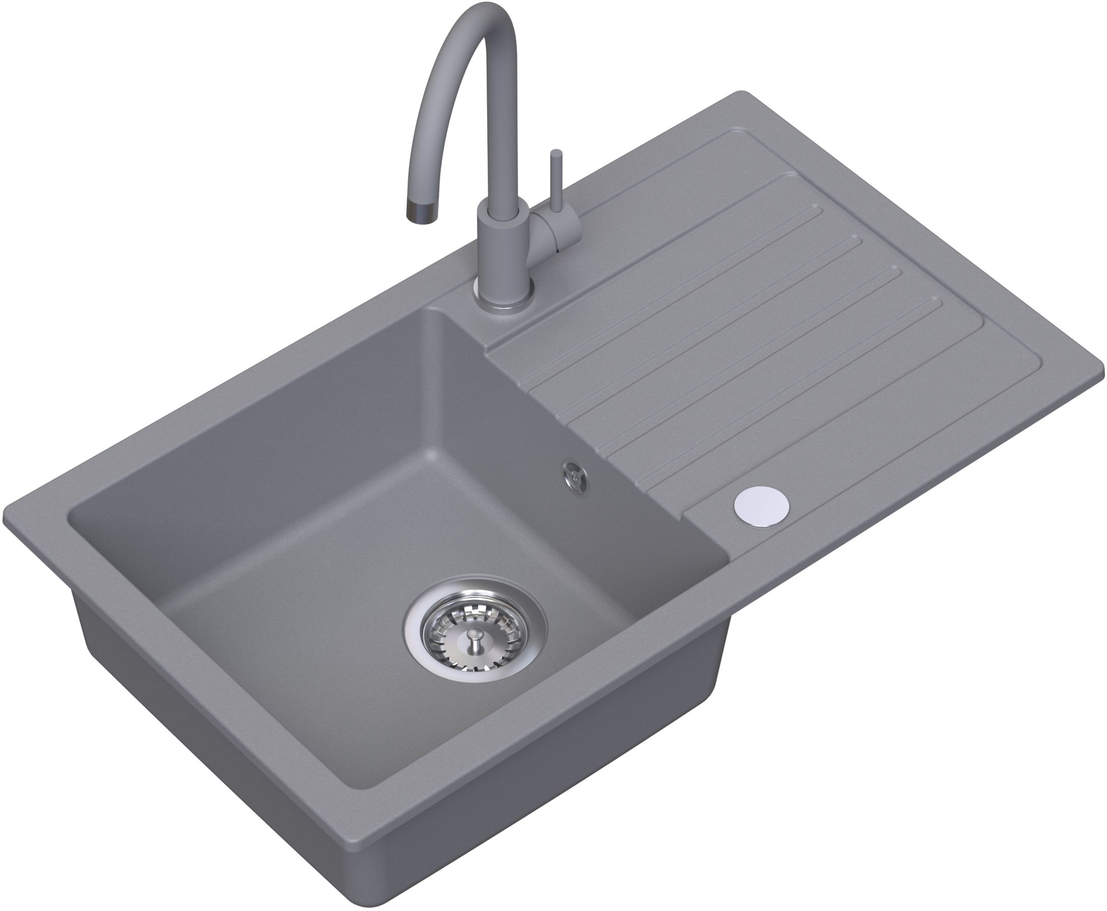 Ruvetti Tito Maxi évier avec mitigeur et accessoires gris/ LP_3200-TM7744GR_W