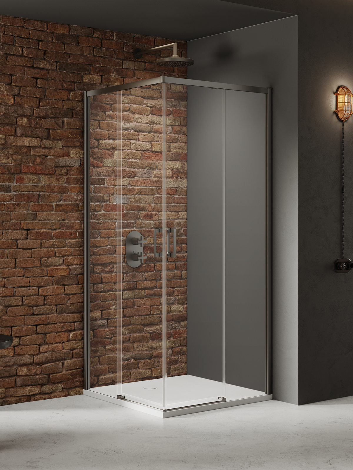 New Trendy Prime Gunmetal Brushed cabine de douche 90x90 cm carrée gris canon brossé/verre transparent D-0883A/D-0884A