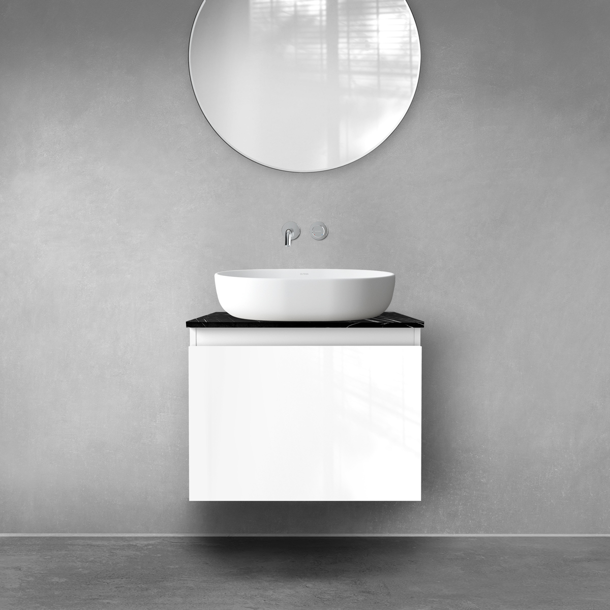 Set armoire Oltens Vernal 60013000, plan de travail suspendu Oltens Tera 63028990