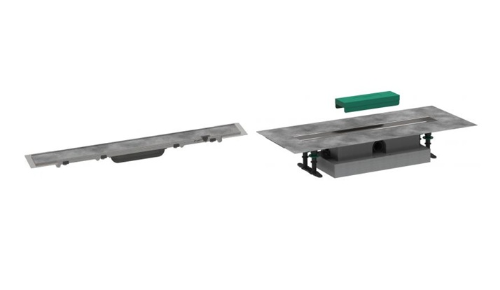 Set évacuation linéaire Hansgrohe uBox Universal 56021180, élément extérieur d’évacuation Hansgrohe RainDrain Rock 56034000