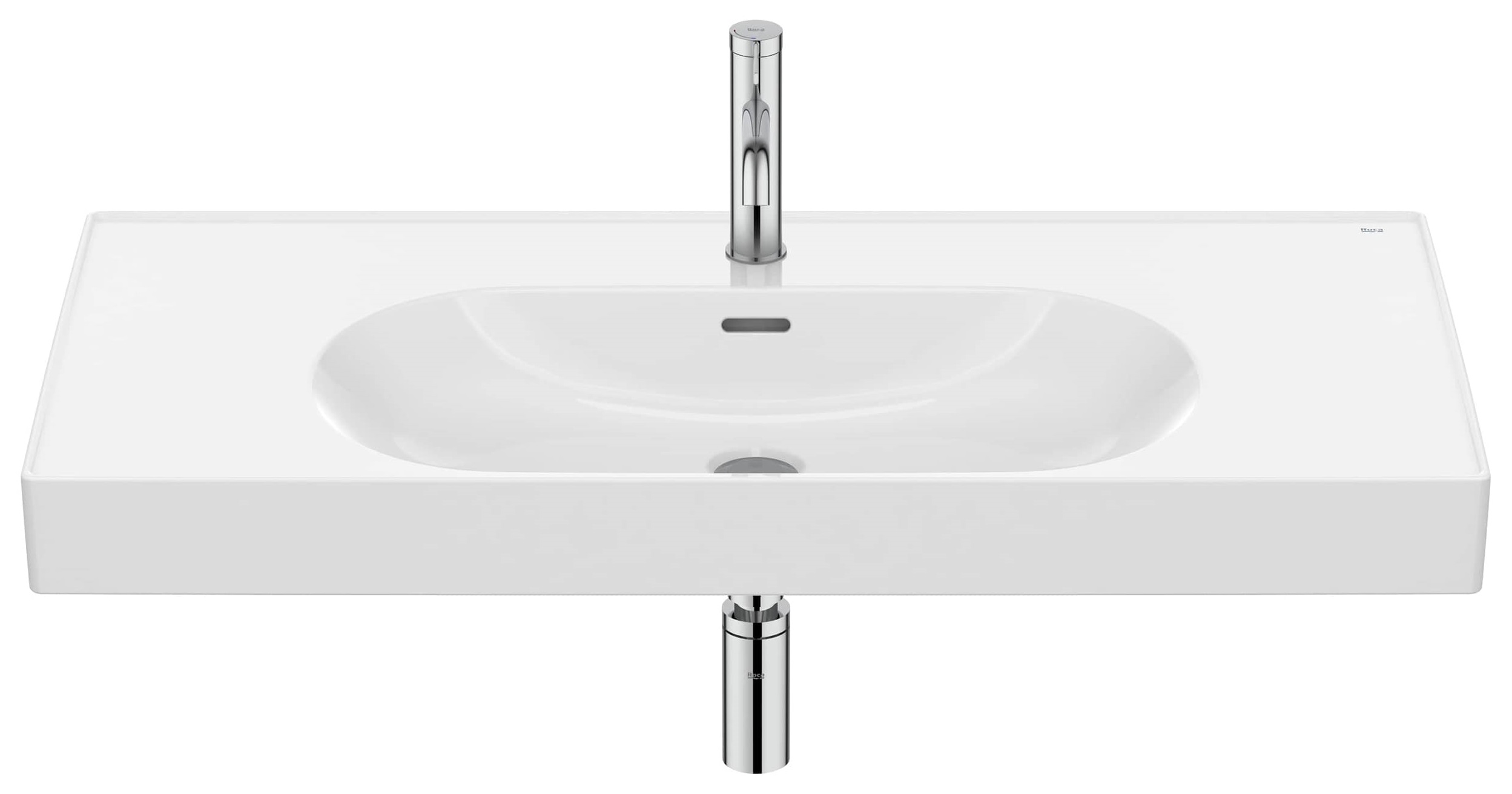 Roca Meridian lavabo 100x46 cm rectangulaire classique-de meuble blanc brillant A327746S00