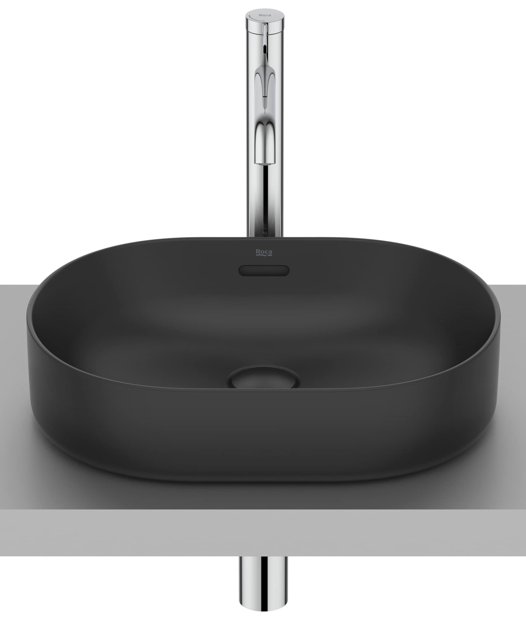 Roca Meridian lavabo 46x36.5 cm ovale à poser noir mat A327748080