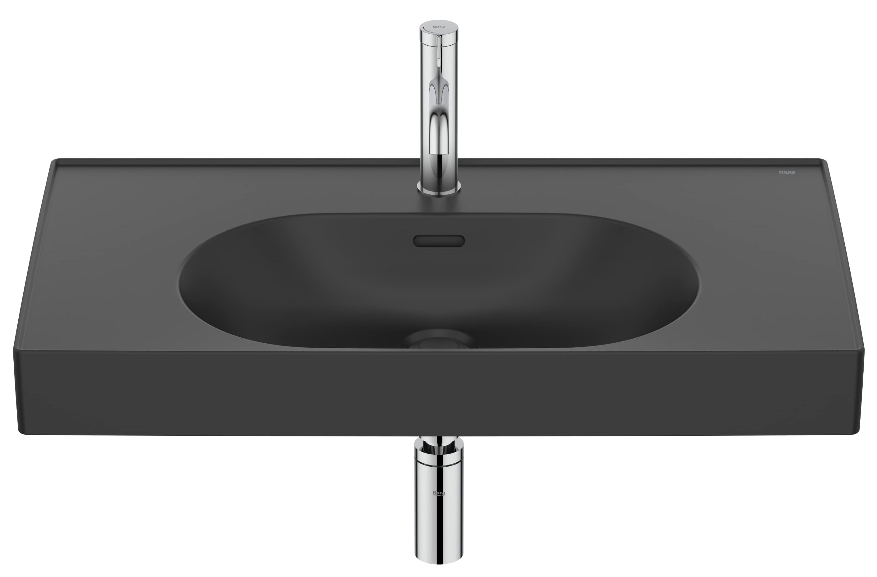 Roca Meridian lavabo 80x46 cm rectangulaire classique-de meuble noir mat A327745080