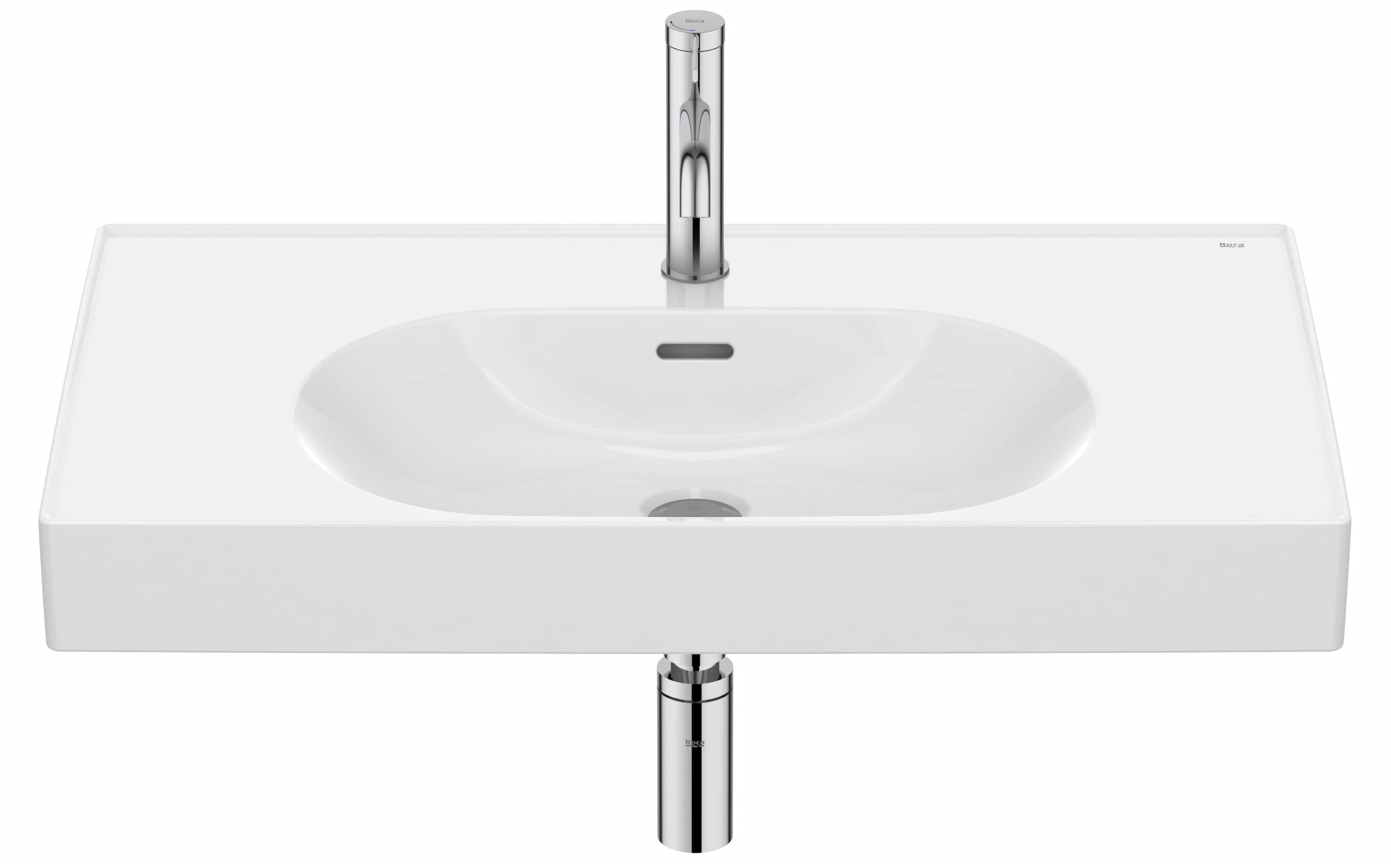 Roca Meridian lavabo 80x46 cm rectangulaire classique-de meuble blanc brillant A327745000