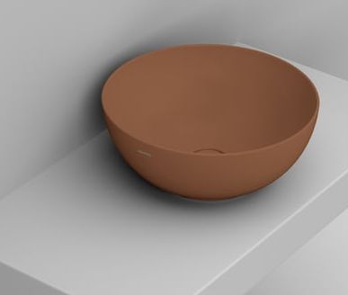 Ceramica Dolomite Noemi lavabo 44x44 cm ronde à poser marron/beige mat D310661