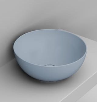 Ceramica Dolomite Noemi lavabo 44x44 cm ronde à poser bleu mat D310671