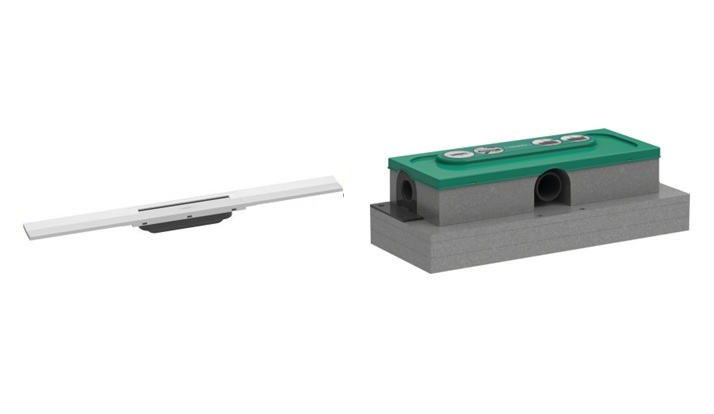 Set élément extérieur d’évacuation Hansgrohe RainDrain Flex 56043700, kit de montage Hansgrohe uBox Universal 1000180