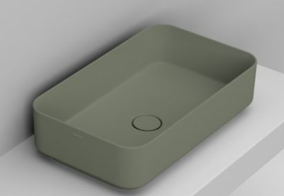 Ceramica Dolomite Noemi lavabo 60x36 cm rectangulaire à poser vert mat D311175