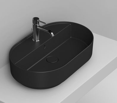 Ceramica Dolomite Noemi lavabo 65x40 cm ovale à poser noir mat D312081