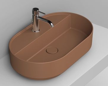 Ceramica Dolomite Noemi lavabo 65x40 cm ovale à poser marron/beige mat D312061
