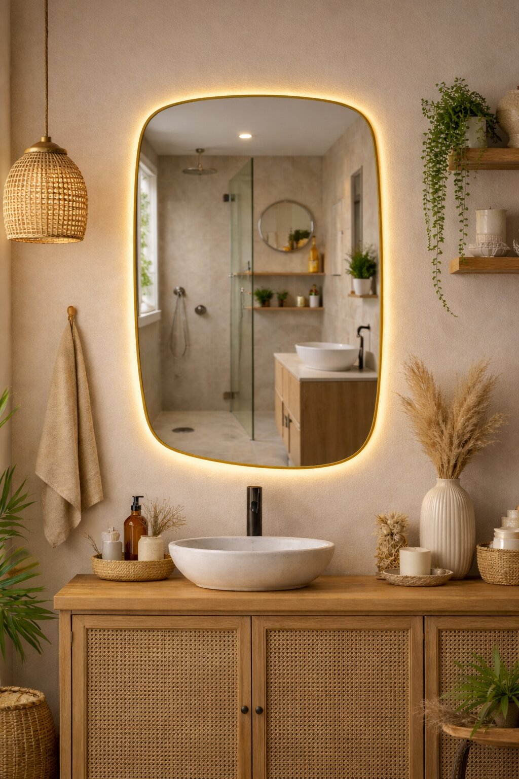 Baltica Design Stone Calm miroir 60x90 cm avec éclairage doré 5904107932675