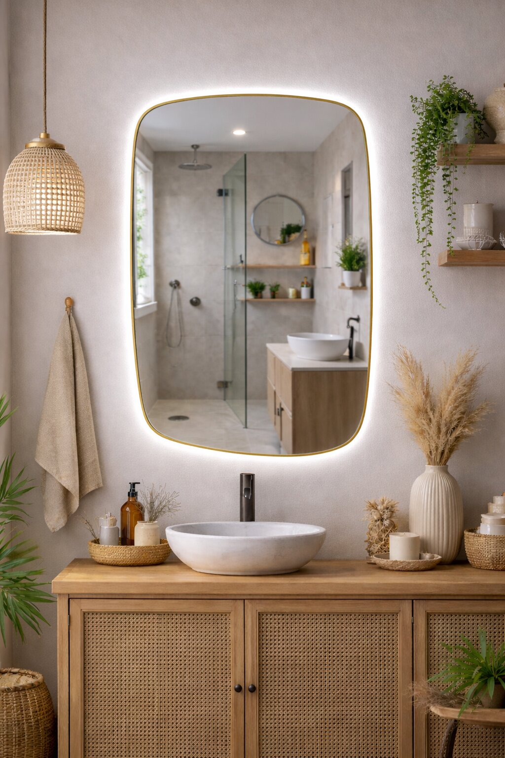 Baltica Design Stone Calm miroir 60x90 cm avec éclairage doré 5904107932668