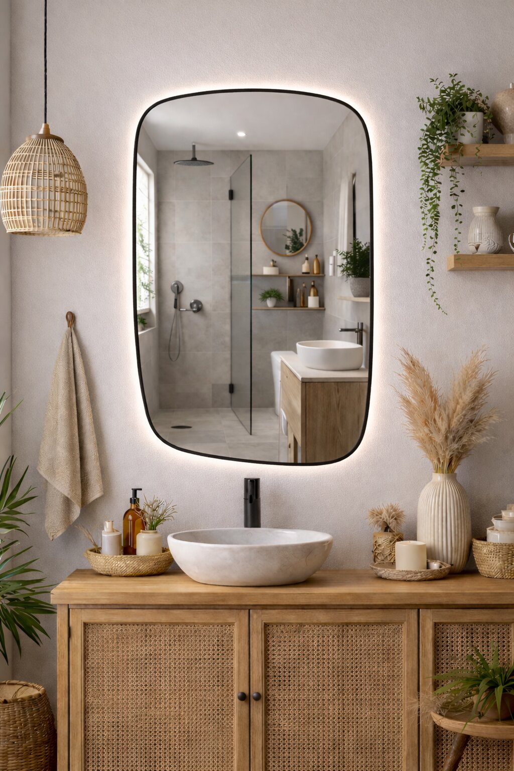 Baltica Design Stone Calm miroir 60x90 cm avec éclairage noir 5904107932620