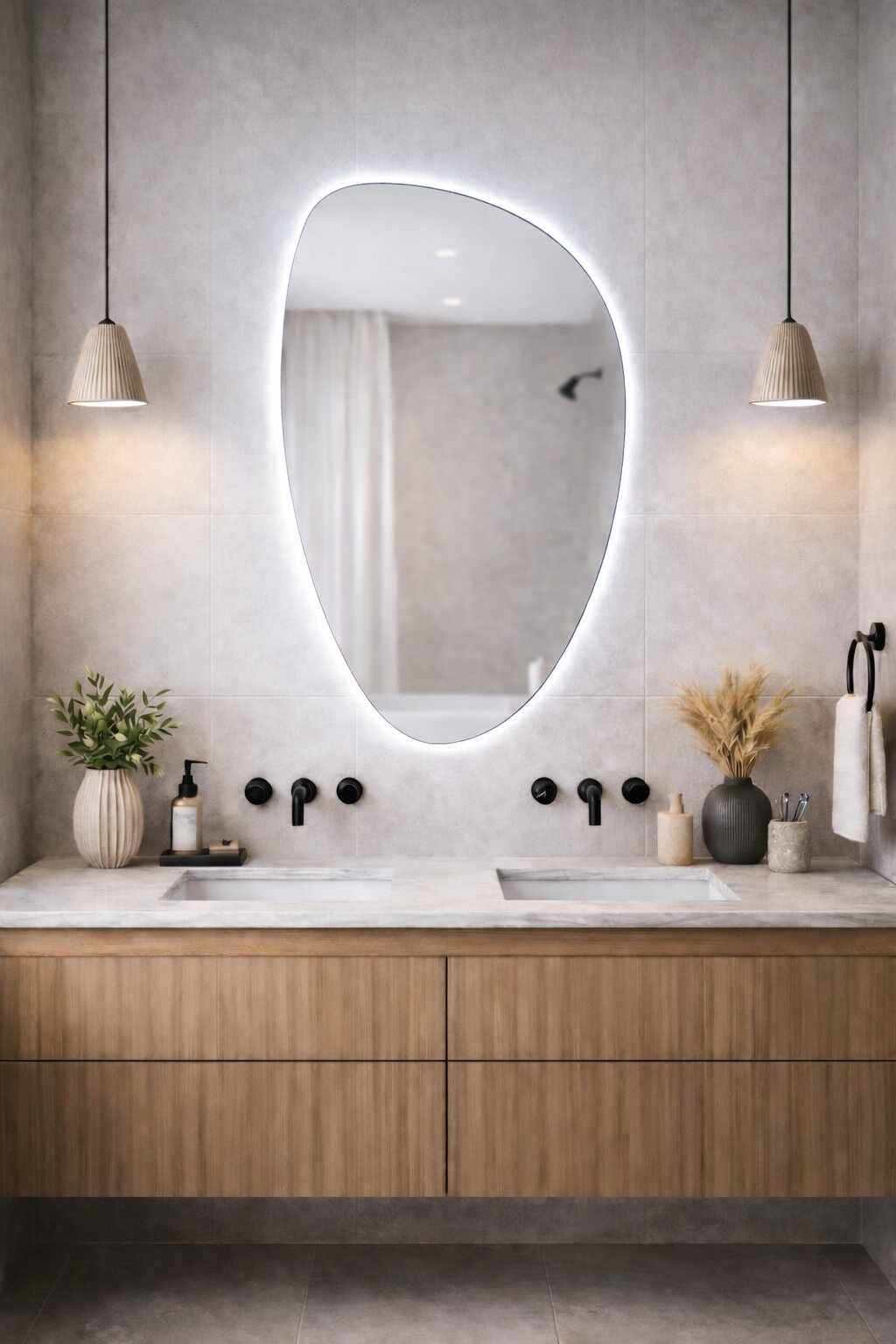 Baltica Design Stone Fluid miroir 55x92 cm avec éclairage 5904107933122