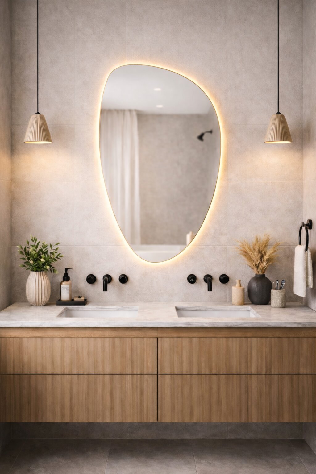 Baltica Design Stone Fluid miroir 55x92 cm avec éclairage 5904107933115