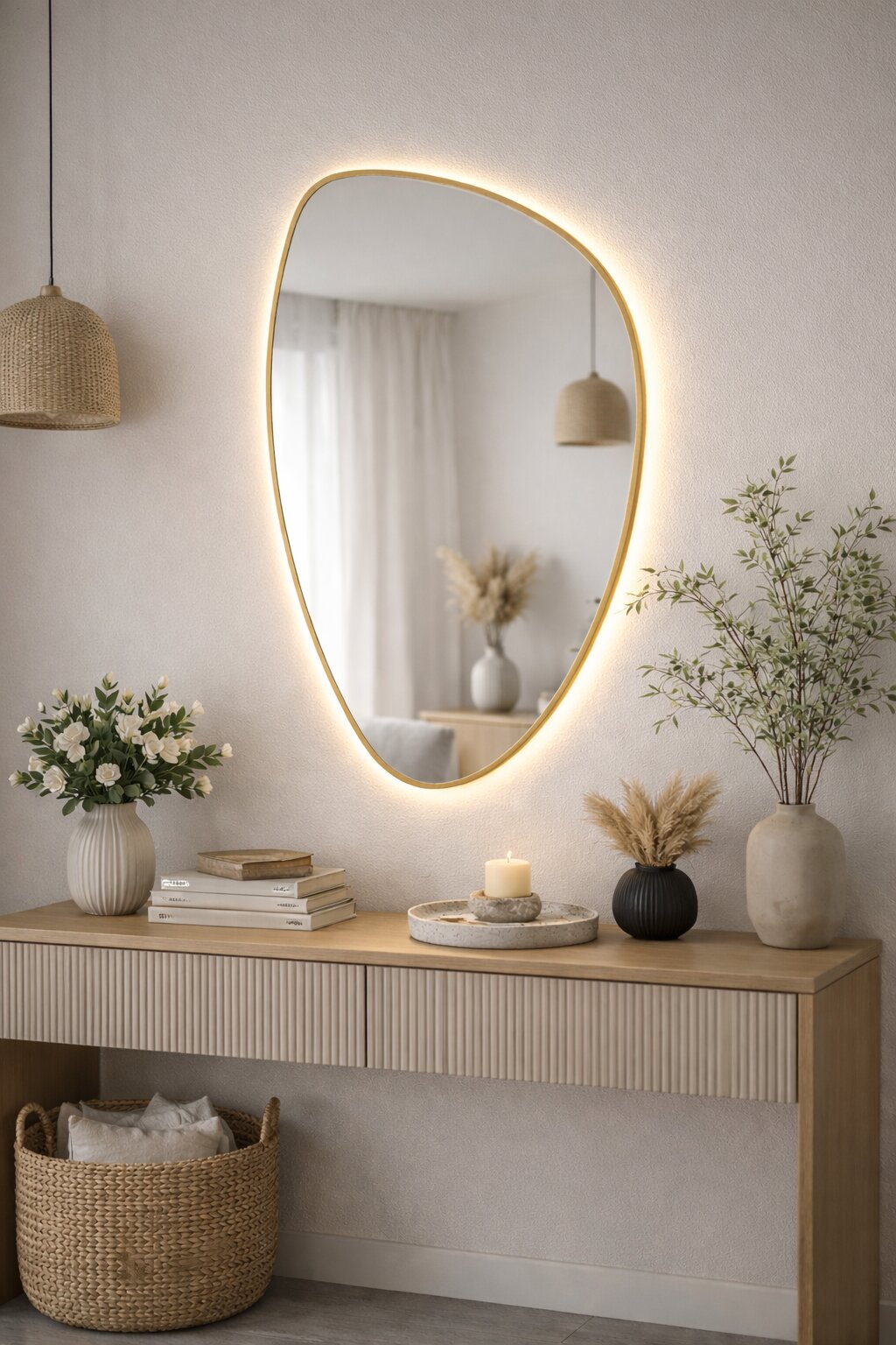 Baltica Design Stone Fluid miroir 55x92 cm avec éclairage doré 5904107932736