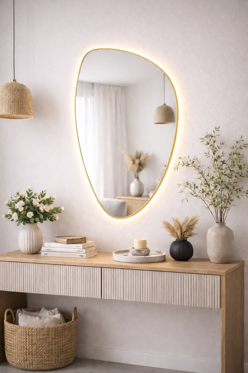 Baltica Design Stone Fluid miroir 55x92 cm avec éclairage doré 5904107932712